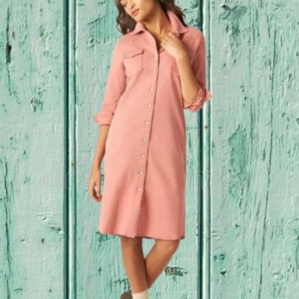 LEE Vintage Modern M Canyon Rose Western Denim Jean Shirt Dress Jacket NWT - Picture 3 of 12